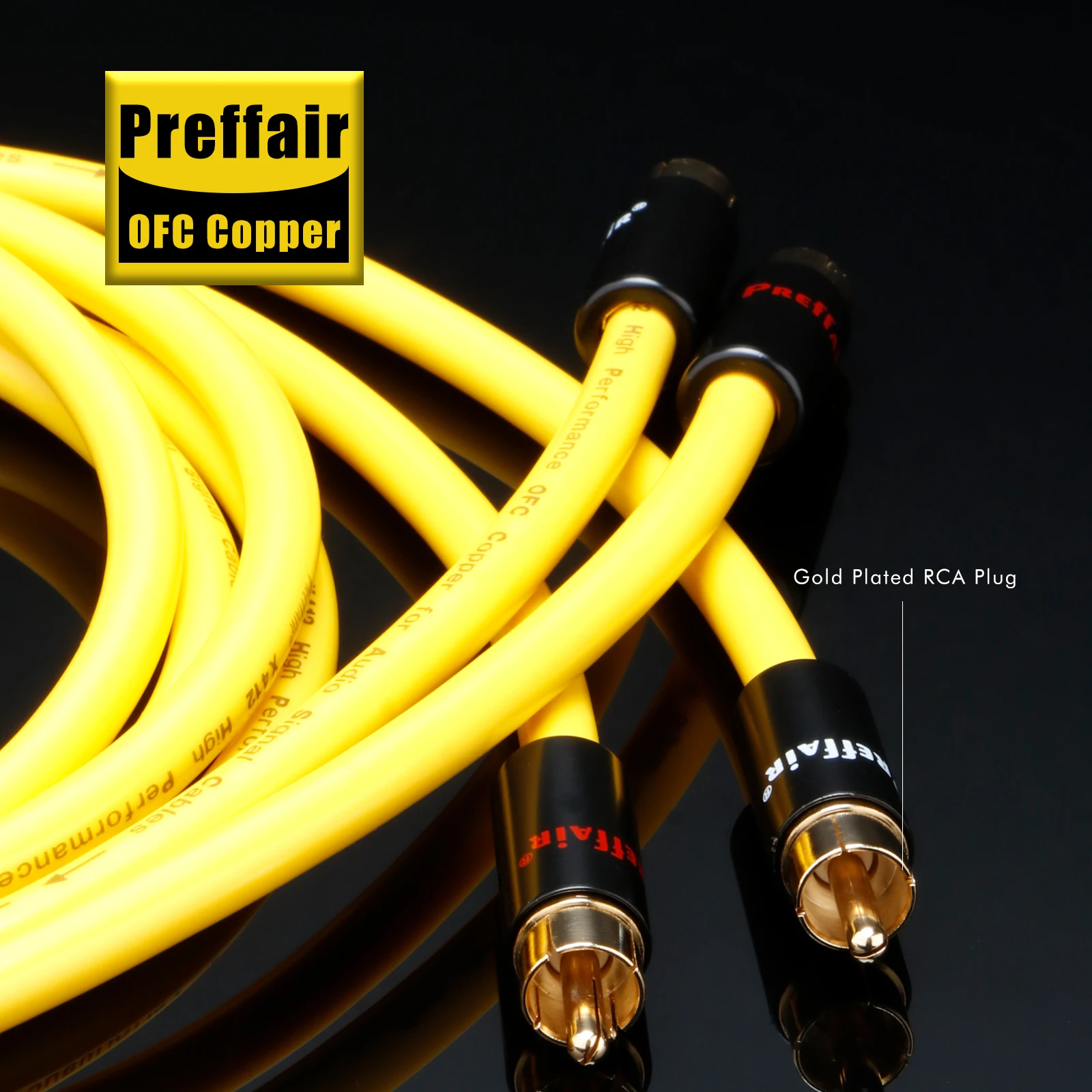 High Quality RCA Audio Cable OFC Copper HIFI RCA Audio Interconnect Cable with Gold plated RCA Plug for AMP