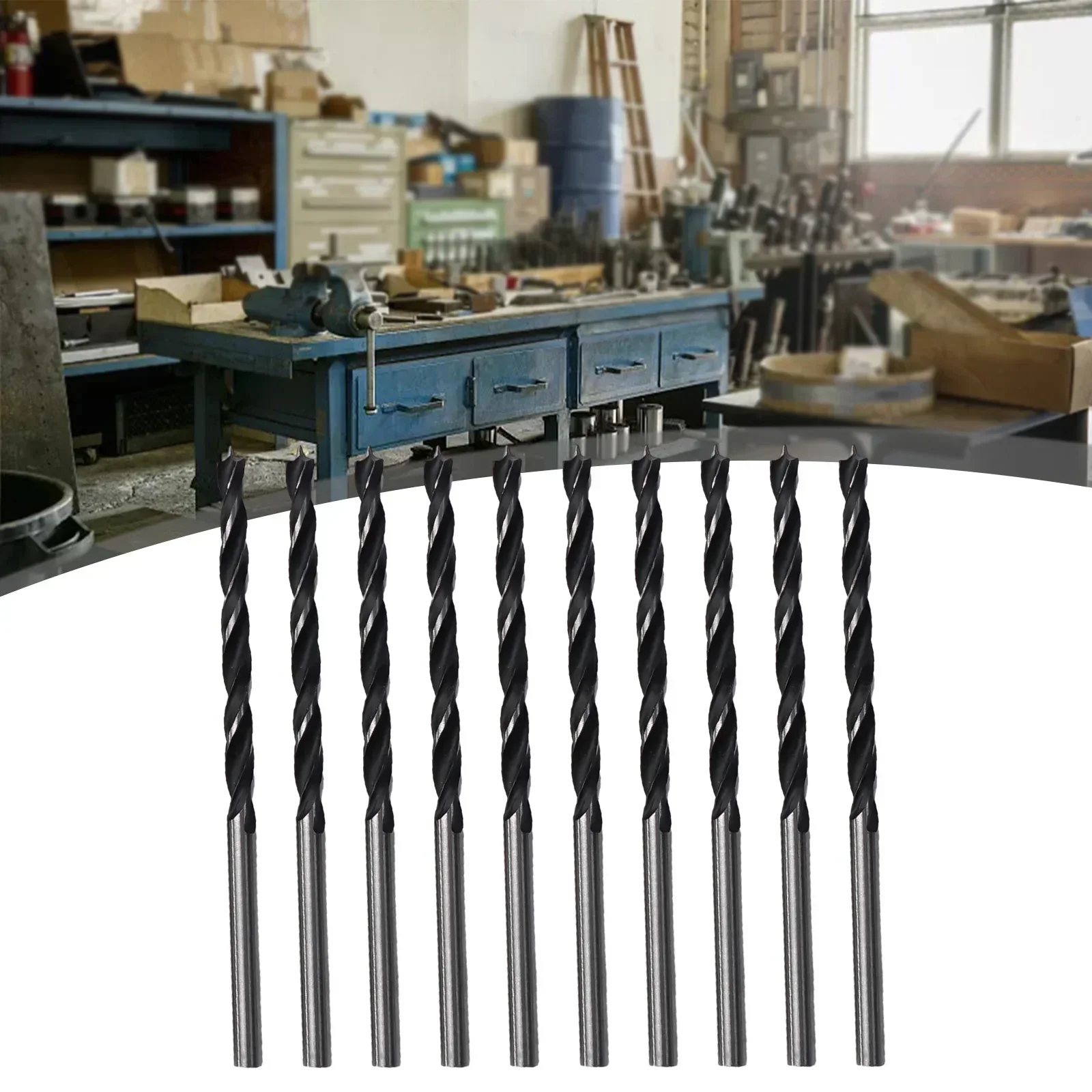 10pcs Woodworking Spiral Drill Bits Kit 3mm Dia High Carbon Steel Wood Drills With Center Point Wood Drill Bit Tool Parts