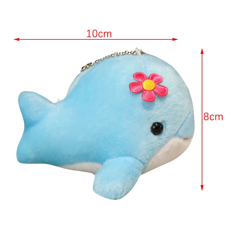 Charms Fluffy Whale Key Ring Holder Fish Trinket Party Wedding Gift Cute Dolphin Plush Doll Keychain For Women Bag