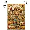 Fall Garden Flag 12x18 Inch, Scarecrow Pumpkin Sunflower Yard Flag, Autumn Harvest Outdoor Decorative Flag for Lawn Porch Pa jjp