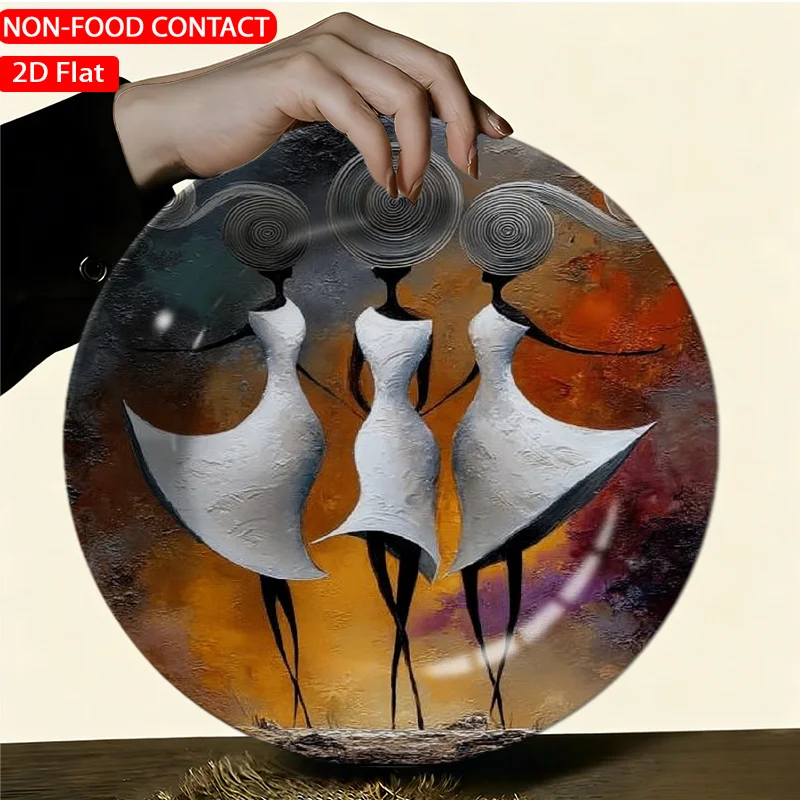 1pc Elegant Ceramic Decorative Plate-Abstract Artistic Women White Theme Design Non-food Contact, Home Desk Ornaments, Living
