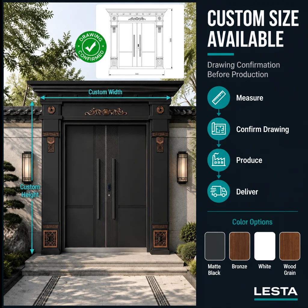 Outlet Aluminum Entrance Security Door Main Swing Double Entry Door Modern Aluminum Exterior Front Door with Glass Panel