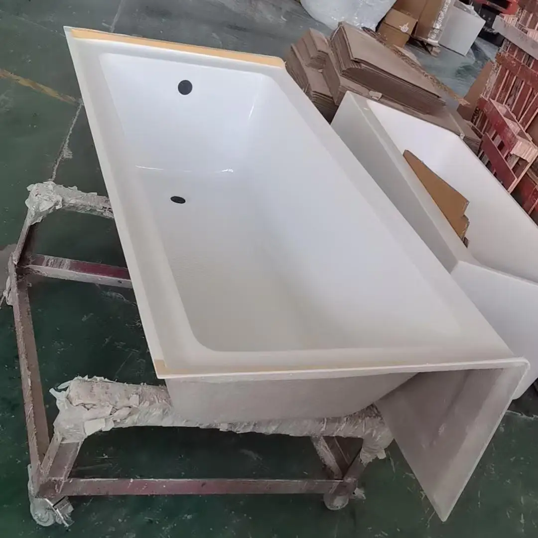 Best Seller Modern Gloss White 3-Wall Alcove Style Pure Acrylic Rectangle Bathroom Skirt Bathtub for Home Whirlpools Bathtubs