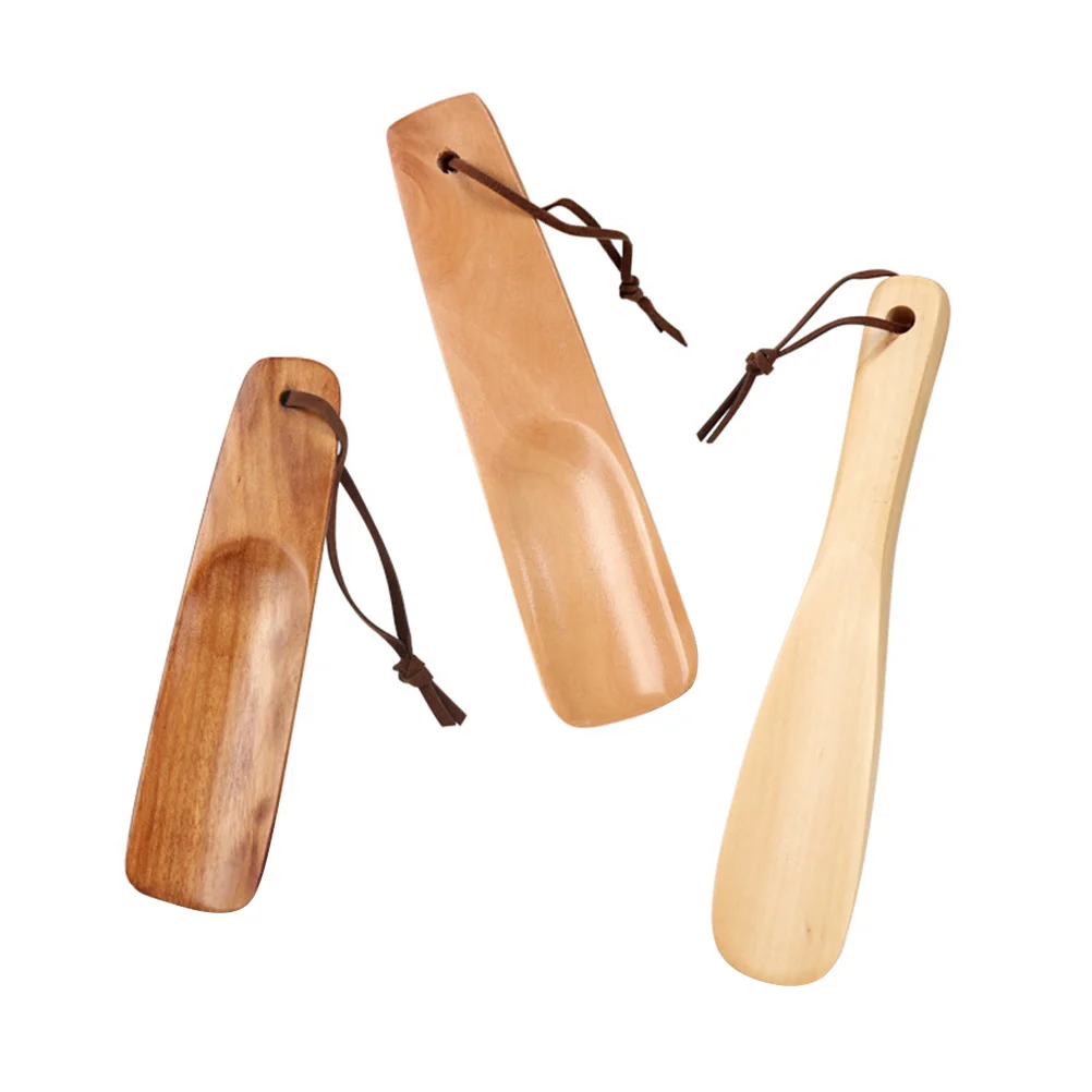 Calzadores de madera para el hogar, resistentes al desgaste, prácticos ayudantes para zapatos, portátiles, suaves y duraderos, accesorios para viajes de personas mayores, 3 uds.