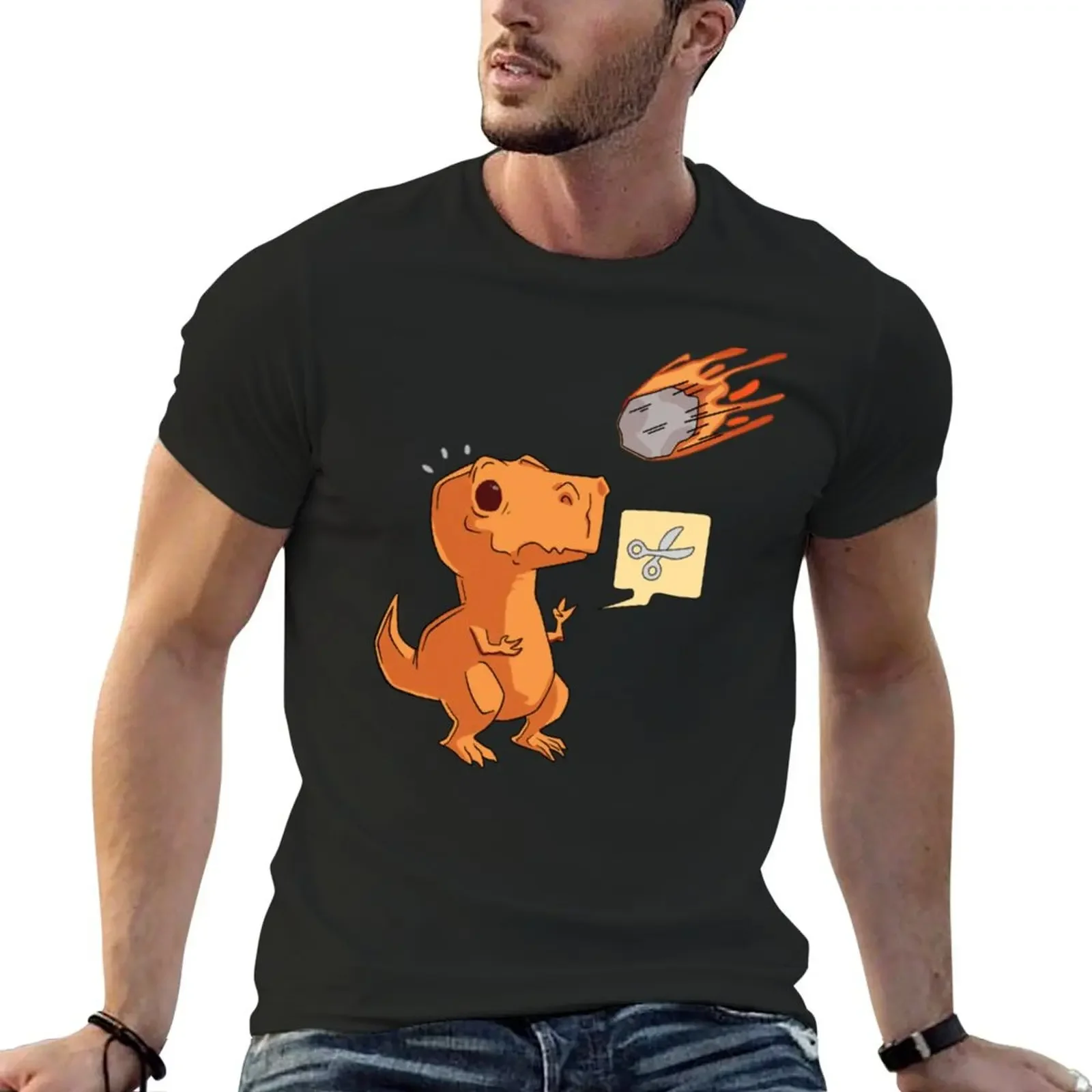 

Dinosaur Meteorite Scissors T-Shirt aesthetic clothes oversized anime tops designer t shirt men