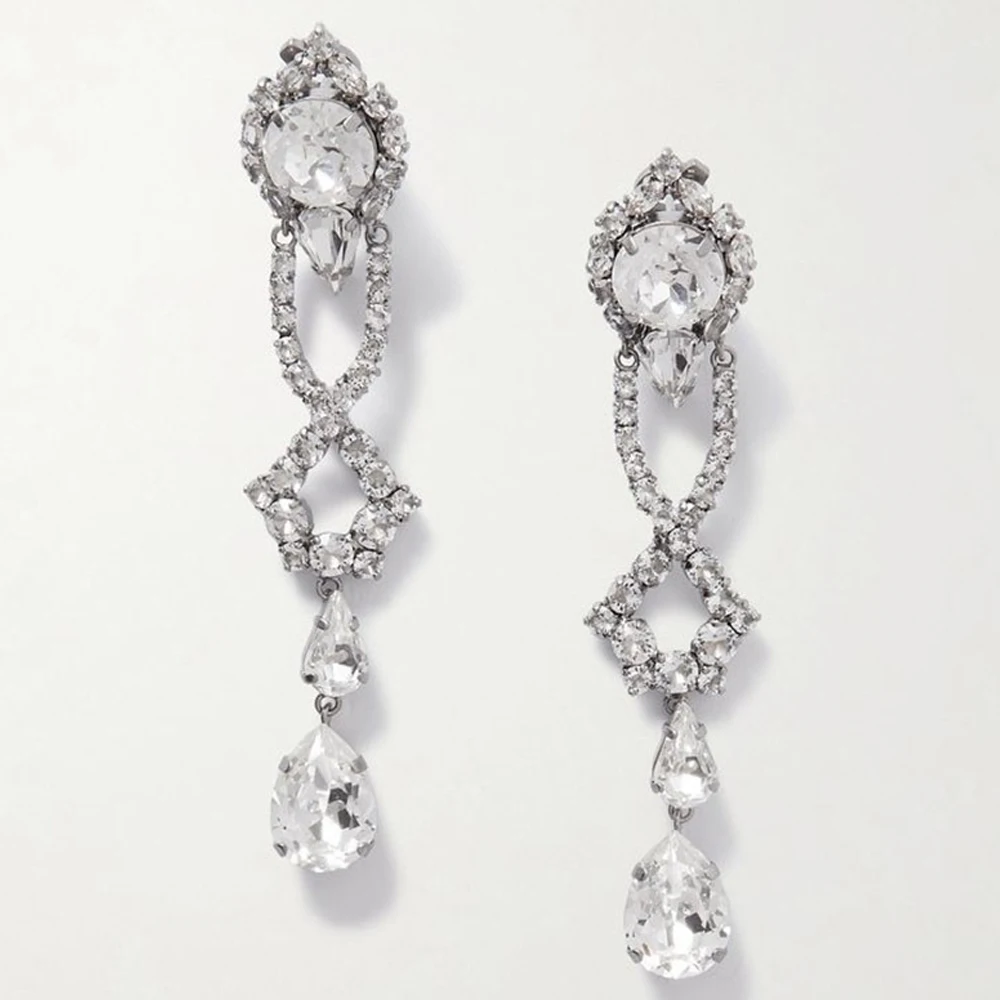 البوهيمي هندسية شرابة الأذن أقراط مشبكية اكسسوارات الزفاف 2026 بيان حجر الراين استرخى أقراط لا ثقب المجوهرات #2