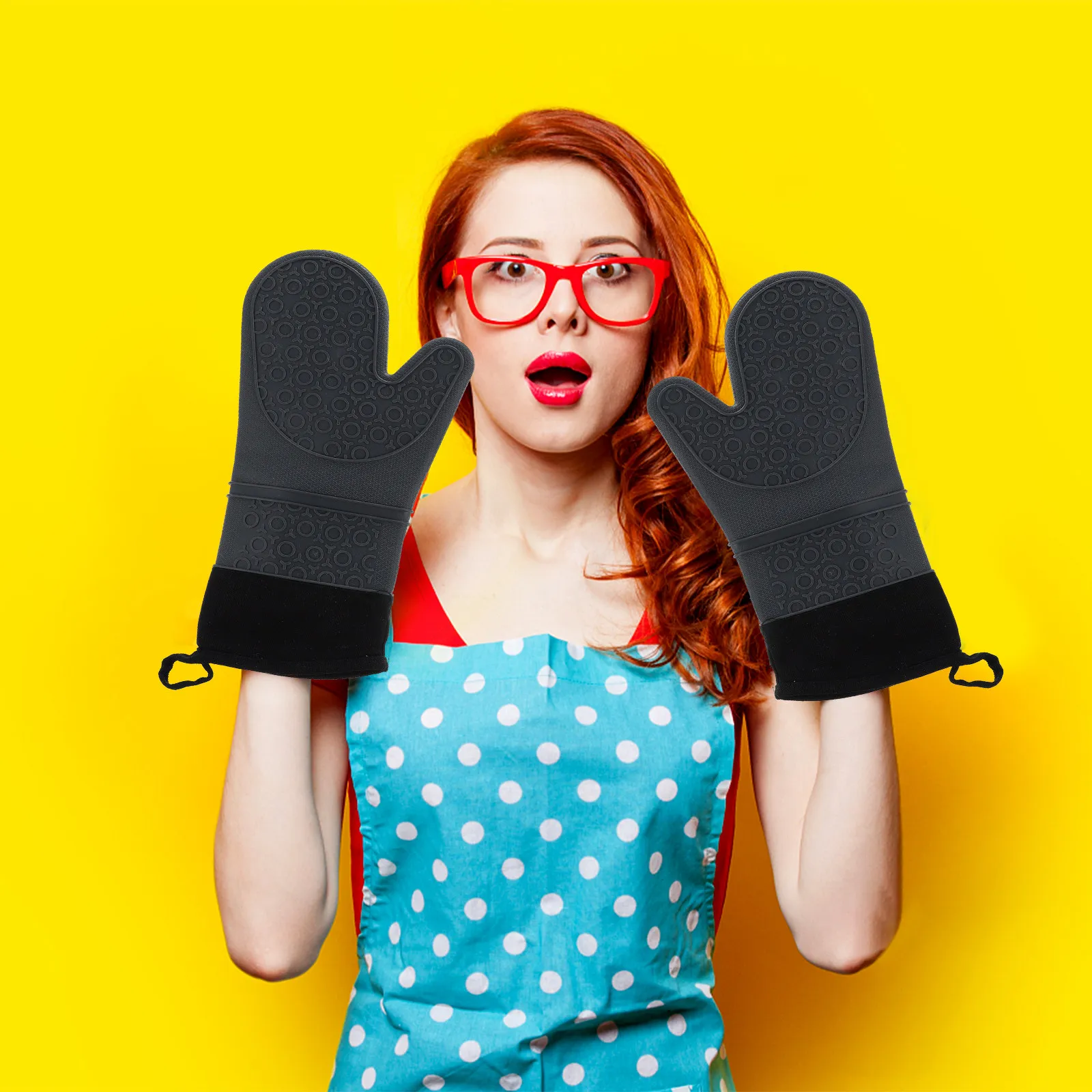 

2Pcs Non-Slip Silicone Oven Gloves Heat Resistant Cooking Gloves for Grilling Bbq Potholder Heat Protection Non-Slip Potholder
