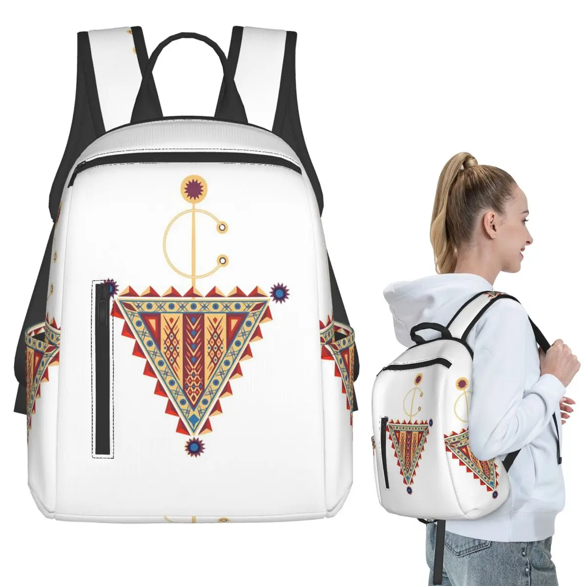 Amazigh Tazerzit Emblem Of The Moroccan Berbers Backpack Student BookBag Kids School Bag Laptop Shoulder Bags Boys Girls