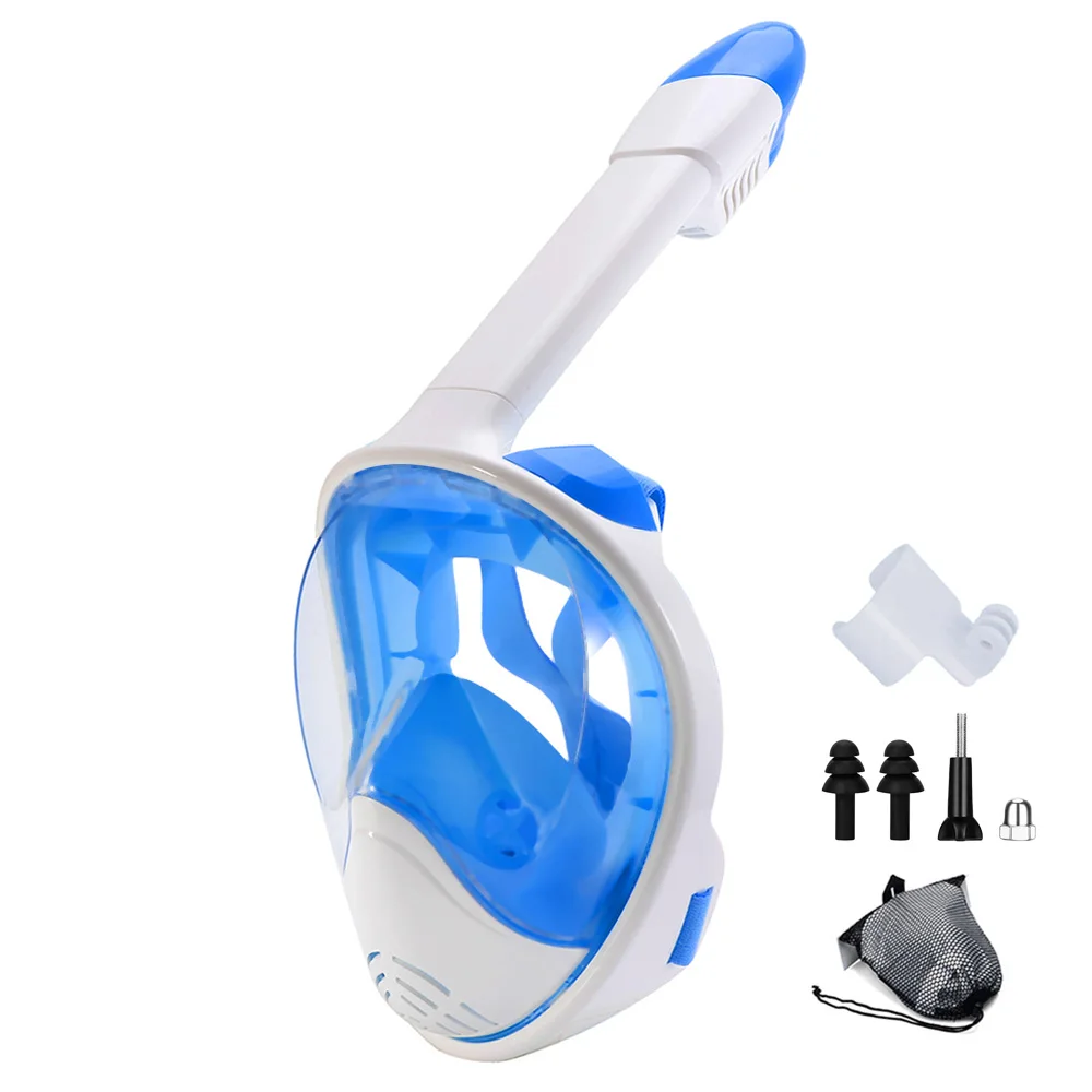Volgelaatssnorkelmasker met afneembare camerahouder, snorkelen, zwemmen, duikmasker, breed zicht, anticondens, anti-lek voor volwassen jeugd