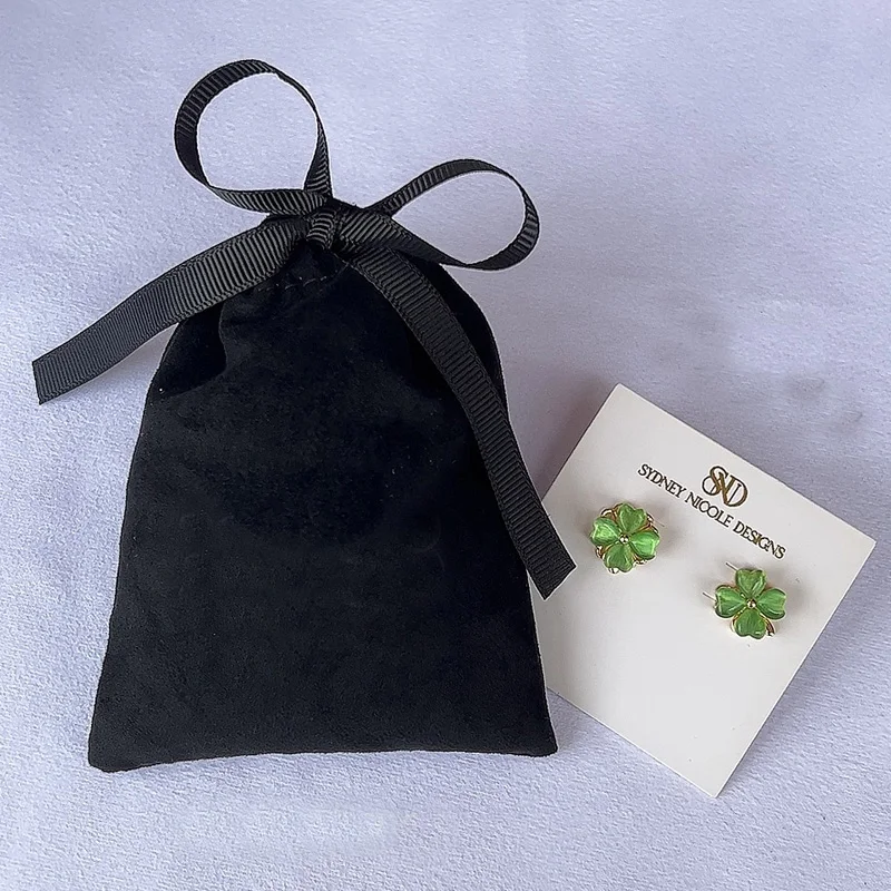 50PCS Black Suede Gift Bags Jewelry Flannel Pouch Wedding Birthday Party Favor Dust Sack Envases Para Chuches Christmas Gifts