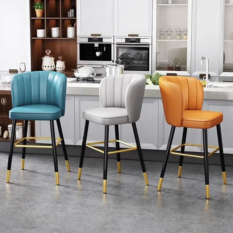 

Shell Counter Height Bar Chair Kitchen Island Reception Desk Leather High Bar Stool Salon Lounge Taburete Alto Library Furniture