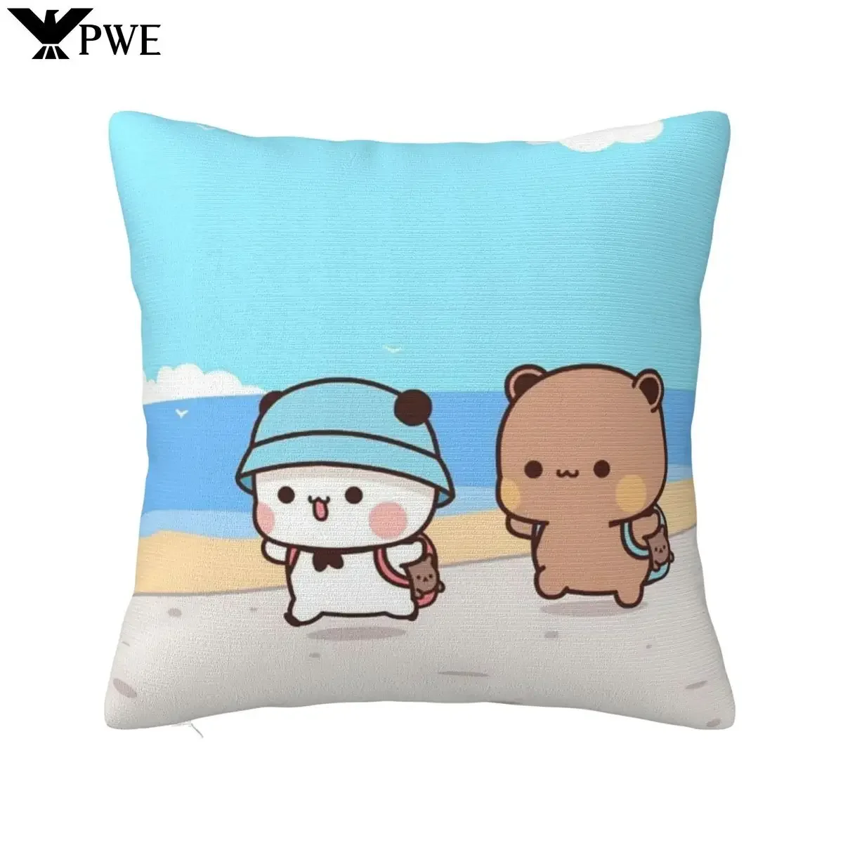 Bubu and Dudu Pillow Case Home Decoration Polyester Cushion Cover for Sofa Throw Pillow Cover Funny Cute Panda Bears Printing