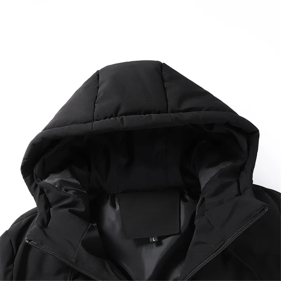 Solid Color Padded Jacket Men Parkas Winter Thick Jacket Coat Fashion Casual Solid Color Parkas Male Hooded Jackets Outerwear