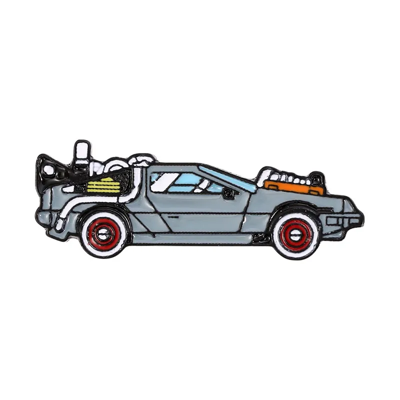 Back To The Future Hard Enamel Pins Delorean Sport Car Time Machine Brooch Metal Backpack Badges Movie Lapel Jewelry Accessories