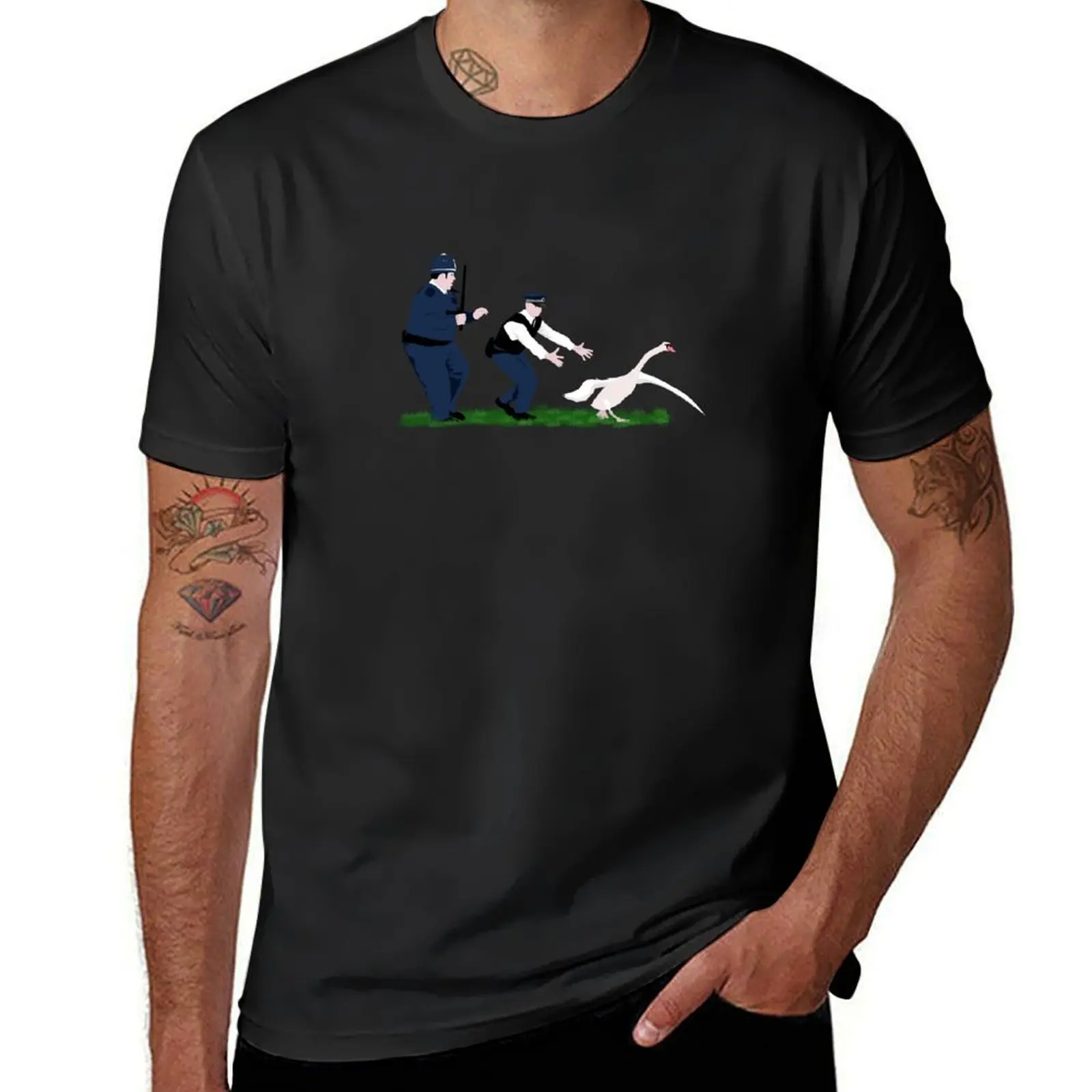 Swan cops T-Shirt graphics hippie clothes summer clothes quick-drying mens t shirts