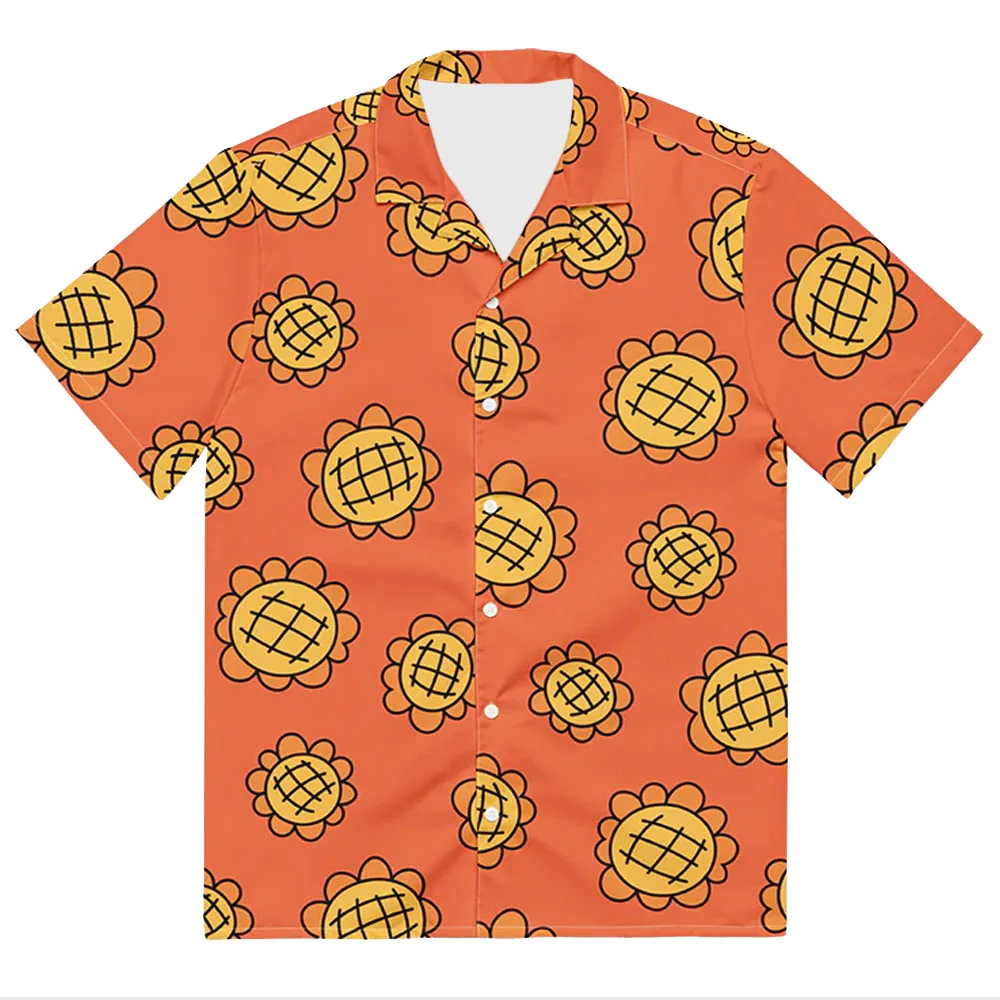 

One Piece Nami Рубашка на пуговицах Подсолнух 3D Печать Пляжные мужские рубашки Повседневные пляжные топы с короткими рукавами в гавайском стиле Мужские топы