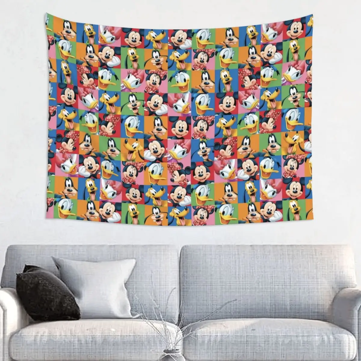 Custom Minnie Mickey Mouse Collage Tapestries for Living Room Hippie Wall Hanging Tapestry Home Decoration