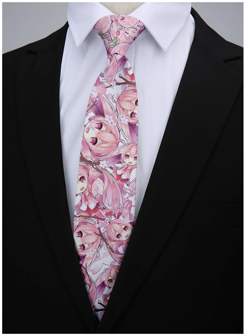 Japanese cartoon printing men\'s tie fashion casual 8cm creative novelty tie men\'s unique accessories wedding party business gift