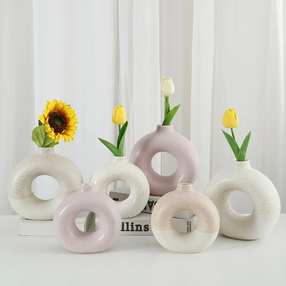 

Ceramic vase simple Nordic circle color glaze frosted vase decoration home light luxury Creative Abstract Desk Nordic Minimalist