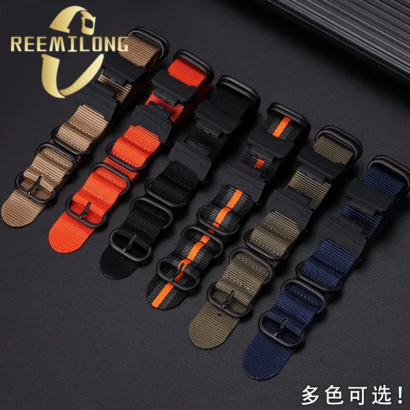 Nylon canvas watch strap For CASIO DW5600 DW5610 GW-B5600 black orange khaki blue yellow green outdoors sports men's watchband