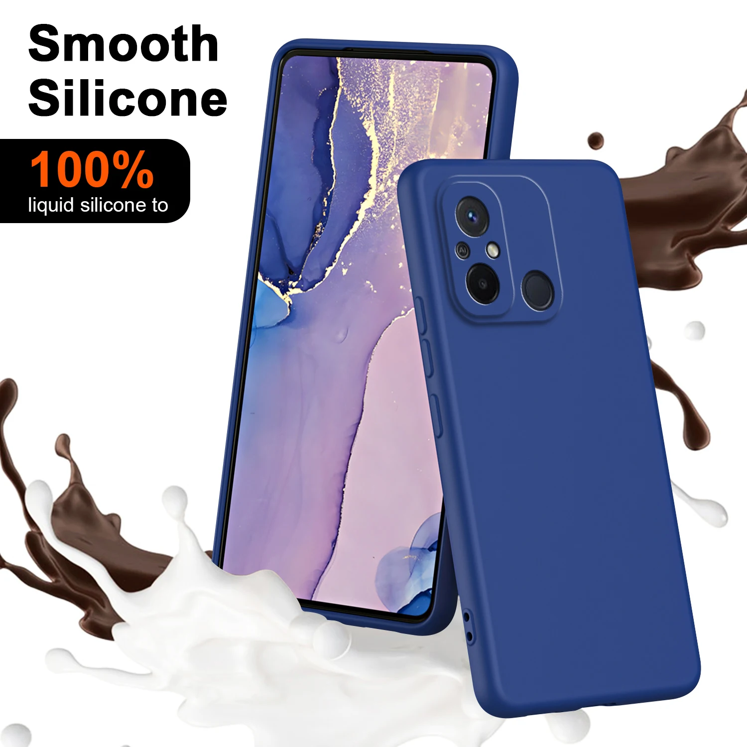 Flüssigsilikonhülle Redmi 12C 10 10C 10A 9 9C NFC 9AT 9T Redmi Note 12 11 Pro 5G 11S 8T 8 9S 9 10 Pro 10s 11s Mikrofaser-Abdeckung – Detail 1