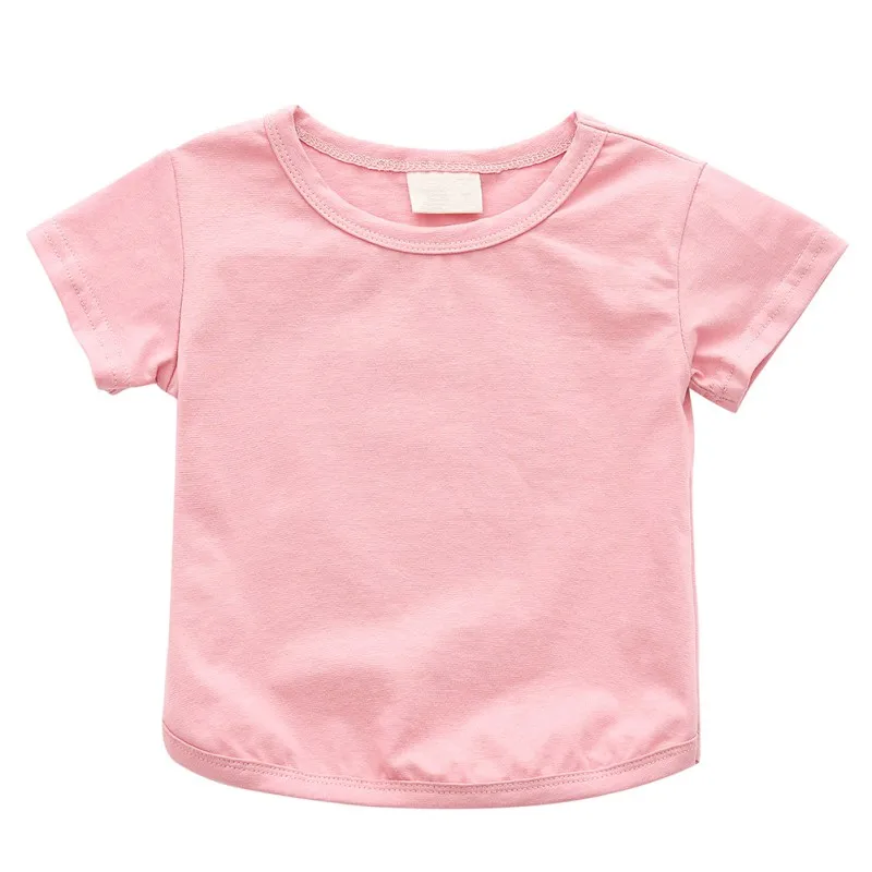 Summer Baby T-shirts Solid Color Toddler Sports Shirt Cotton Infant Short Sleeve Tops Soft Childrens Tee Costume for Girls 9M-4Y