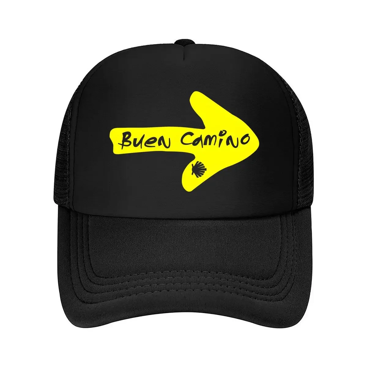New Buen Camino” Arrow Bright yellow arrow guiding “Buen  (Good Path) Mesh Baseball Cap