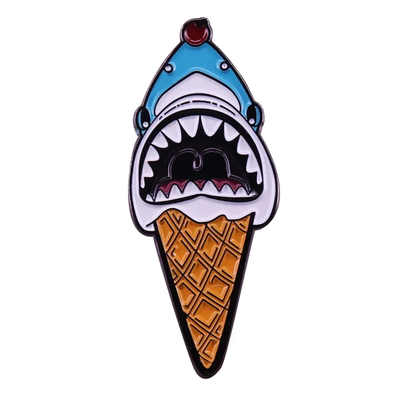 Jaws Enamel Pin Swimming Over Shark Mouth Badge Steven Spielberg\'s Classic Horror Movie Brooches