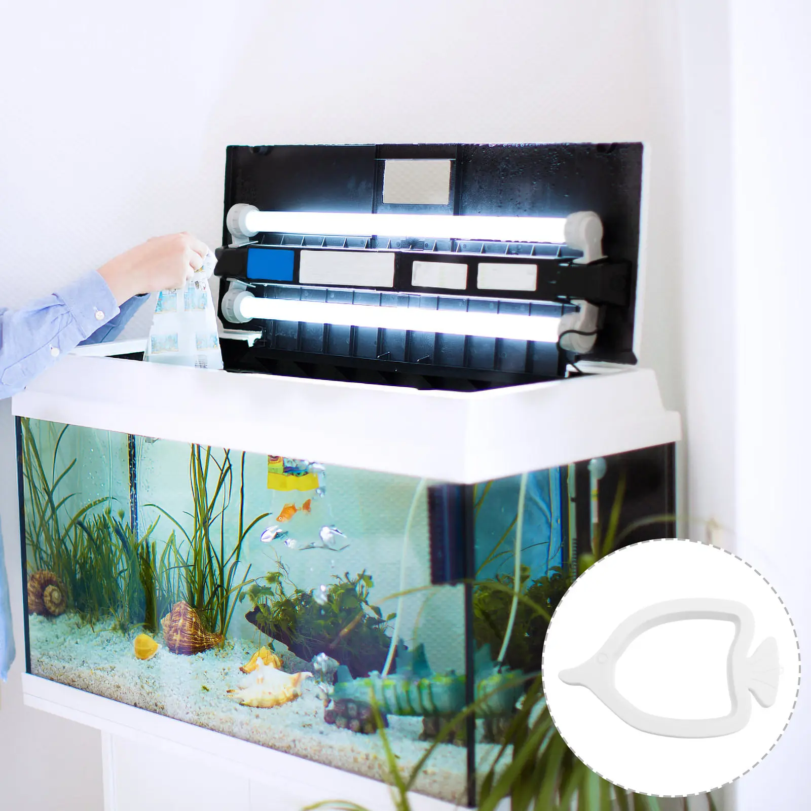 2Pcs Movable Fish Feeding Ring High-Buoyancy Lightweight PVC Feeder for Aquarium Tank Fixed-Point Feeding Decoration Accessory