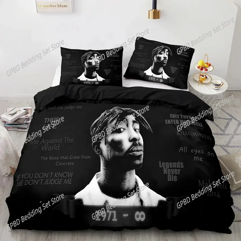 3D Print Tupac Shakur Rapper 2Pac 3D Bedding Set Duvet Cover Pillowcases Single Twin Full Queen King Size Home Decor Quilt Boys