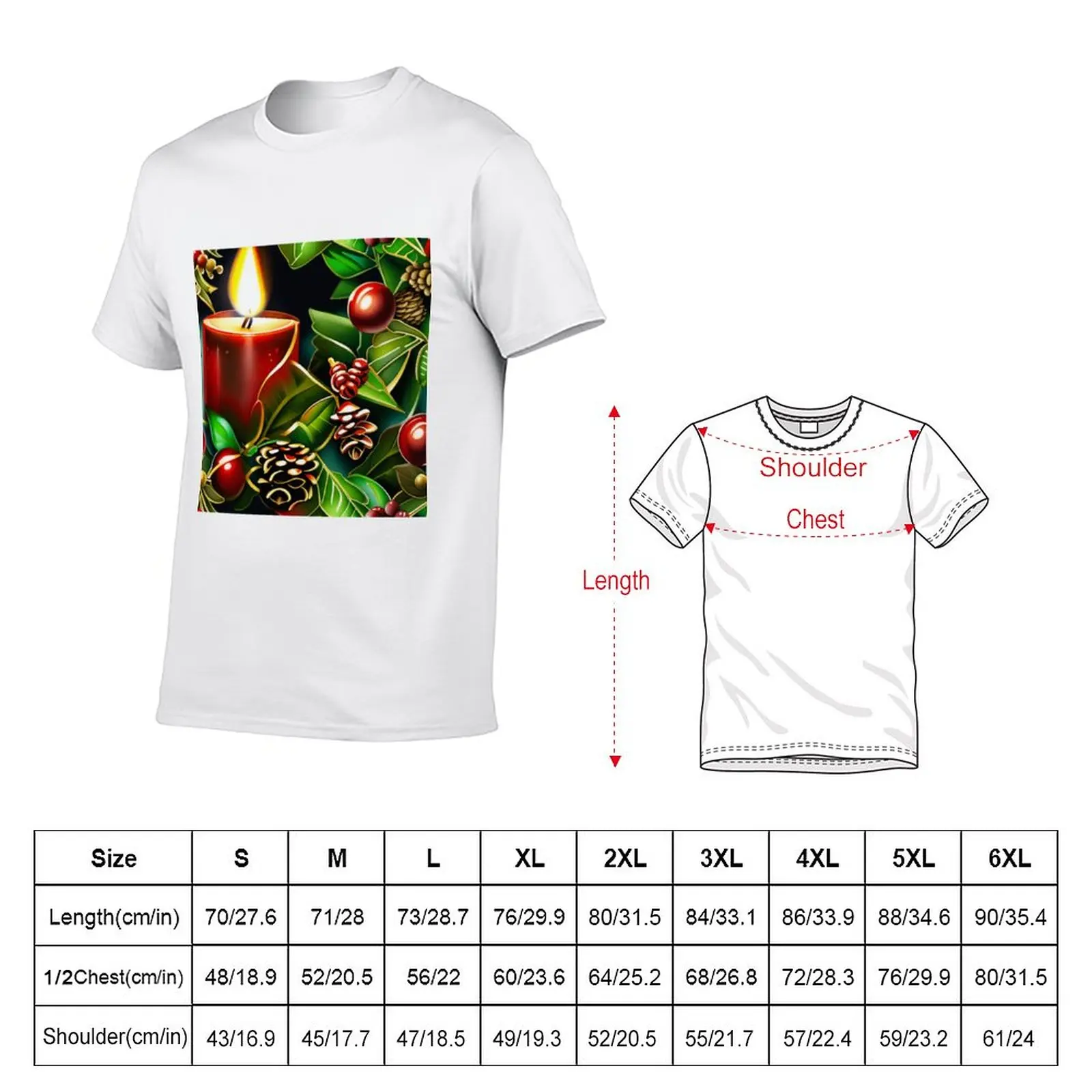 Christmas Holiday Season Candles Holly Pinecones 3 T-Shirt summer top sweat shirt T-shirt short big and tall t shirts for men