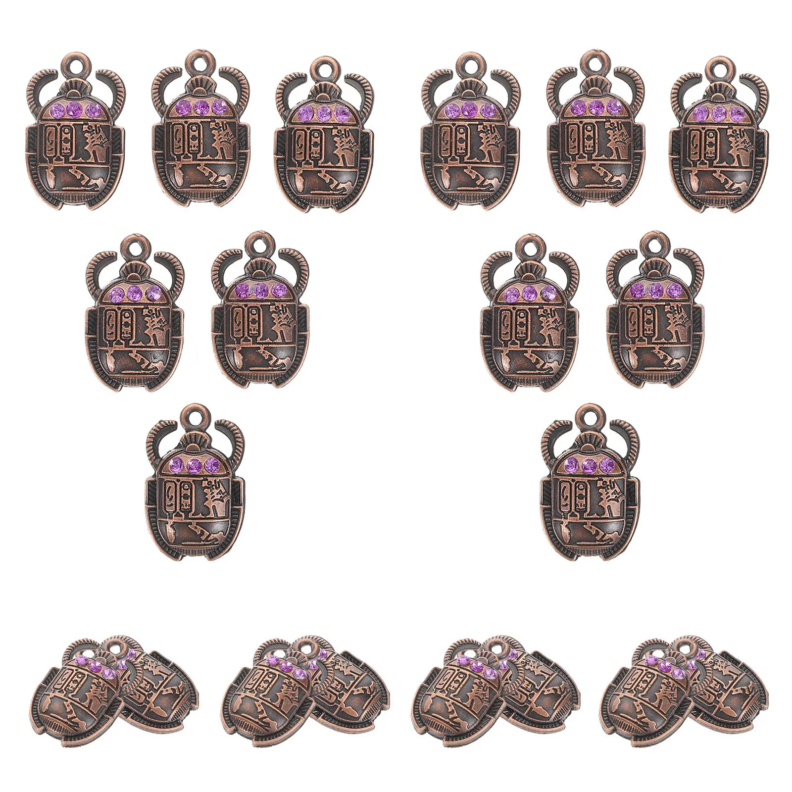 20Pcs Vintage Egyptian Beetle Pendant Charms Sacred Scarab Crystal Inlay DIY Jewelry Making Accessories Unisex