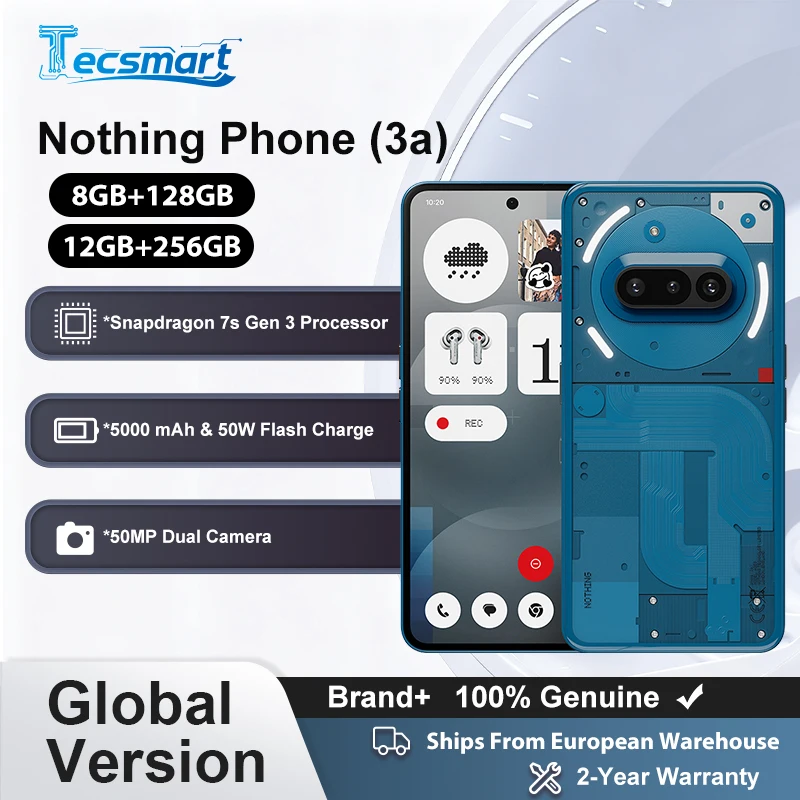 Smartphone - Nothing Phone 3a, 8 Go + 128 Go / 12 Go + 256 Go