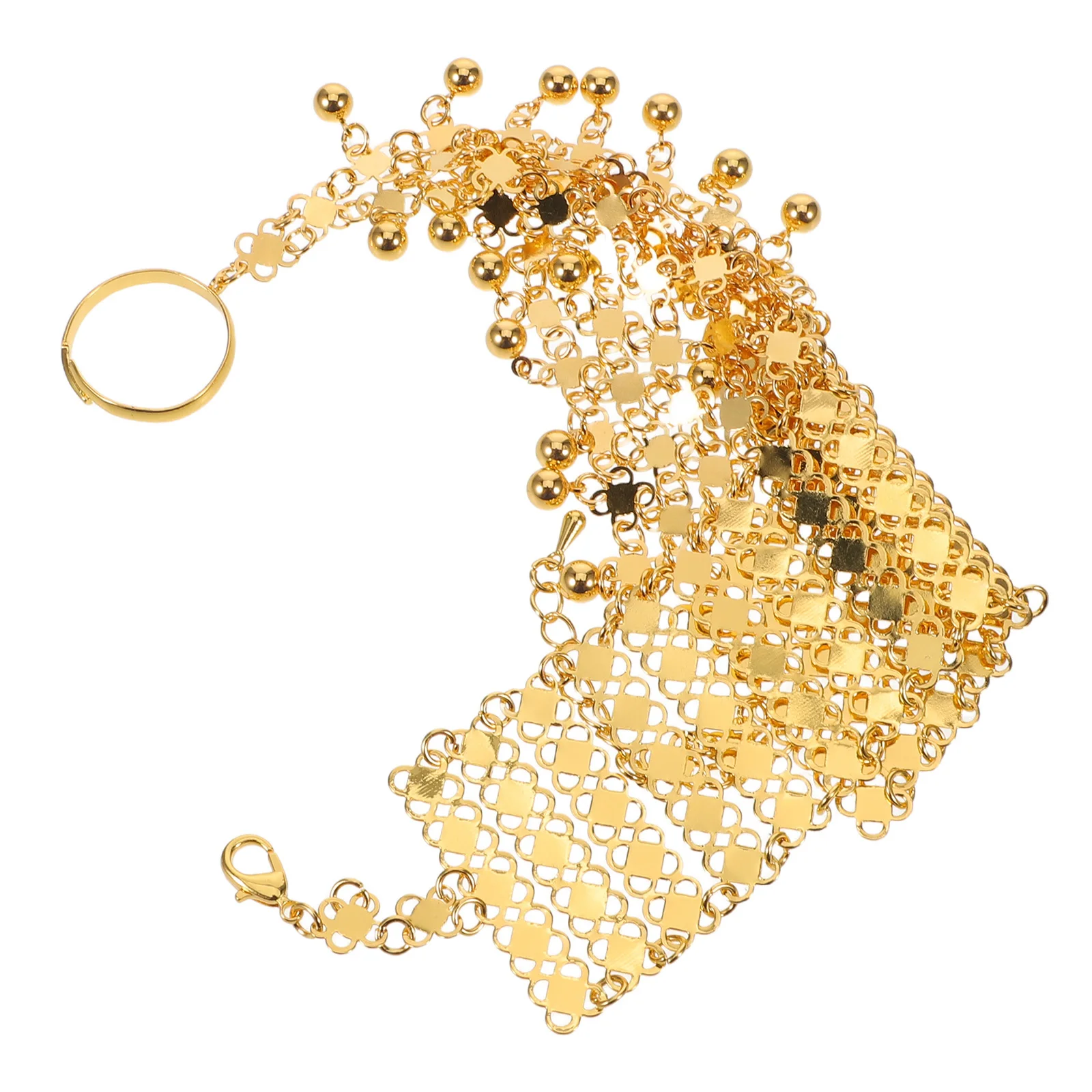 

1pcs Vintage Metal Hand Chain Bracelet For Women Multi Layer Alloy Wrist Cuff Ring Connector Egyptian Style Ladies Fashion