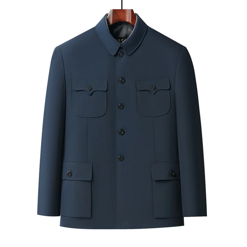 Minimalistyczny garnitur Mao Revival Men Zhongshan Blazer Tunic Coat Ukryta kieszeń wewnętrzna Confucian Heritage Odzież wierzchnia 4-Pocket Philosophy