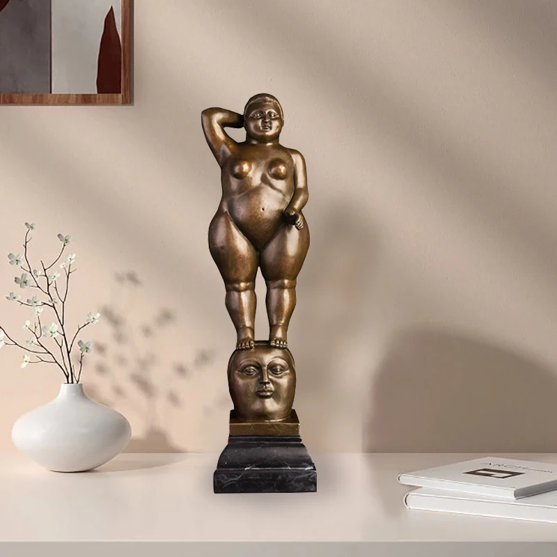 DS-286 Bronze Statue Sculpture Famous Relicate art fernando botero bronze fat lady and man statue sculpture for Home Decoration