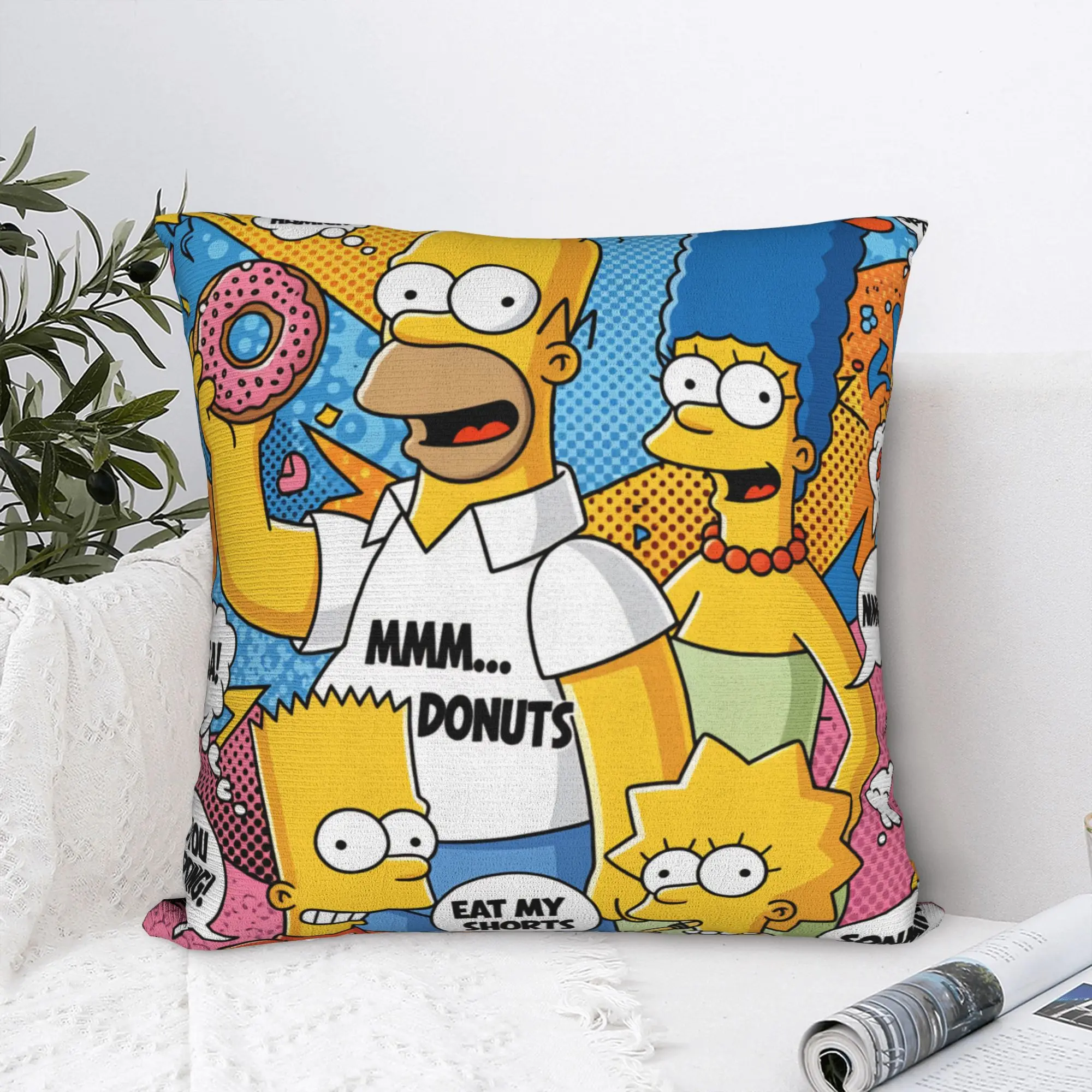Funny S-Simpsons Pop Art Quotes Pillow Case  Comfy Pillow Cover For Sofa Home Decor Retro Trendy Pillowcases