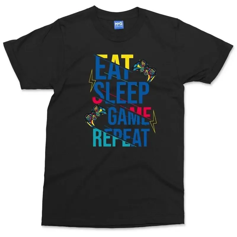 Eat Sleep Game Repeat Funny Gamer T shirt Boys Gaming Top Birthday Present