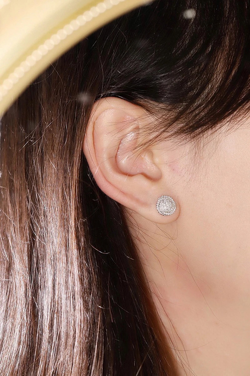 KUGG 100% 18K White Gold Earrings Elegant Gentle Style 0.50carat Real Natural Diamond Stud Earrings for Women Wedding Jewelry