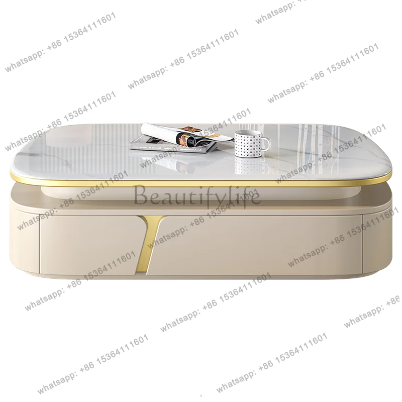 

Modern simple microcrystalline stone TV cabinet coffee table combination Italian light luxury solid wood TV cabinet coffee table