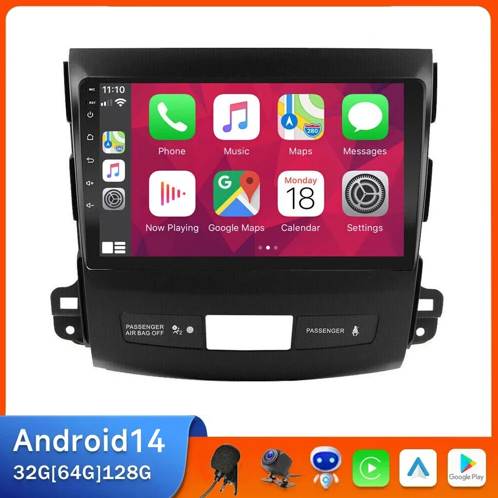 

4G+64G Android 14.0 Car Radio For Mitsubishi Outlander Xl 2 2005-2012 Multimedia Video Player GPS Navigation Carpaly Stereo Wifi