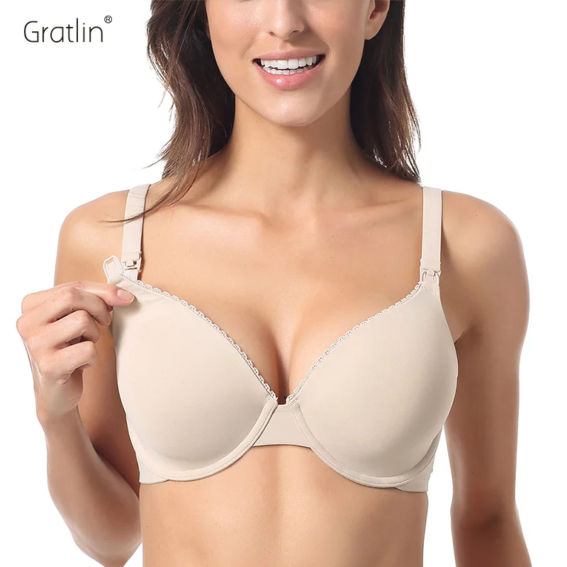 Gratlin Vrouwen Underwire Nursing Bras Ondersteuning Volledige Dekking Licht Gewatteerde Borstvoeding Moederschap Beha