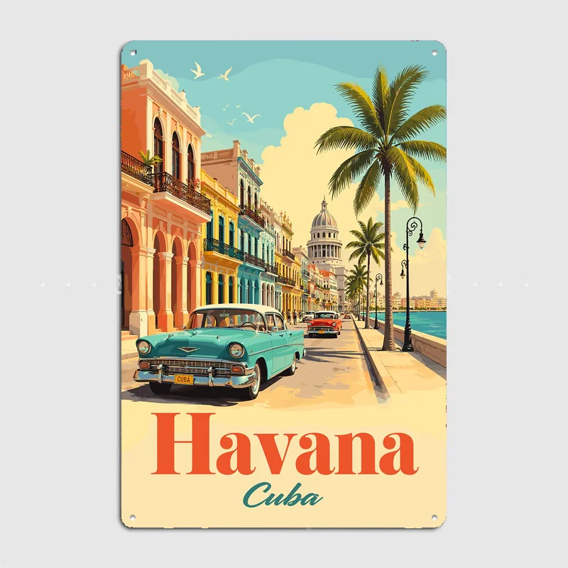 Havana Cuba Vintage Travel Poster Metal Custom Sign Living Room Wall Indoor Decor Room Decoration Bedroom Posters Home Decor