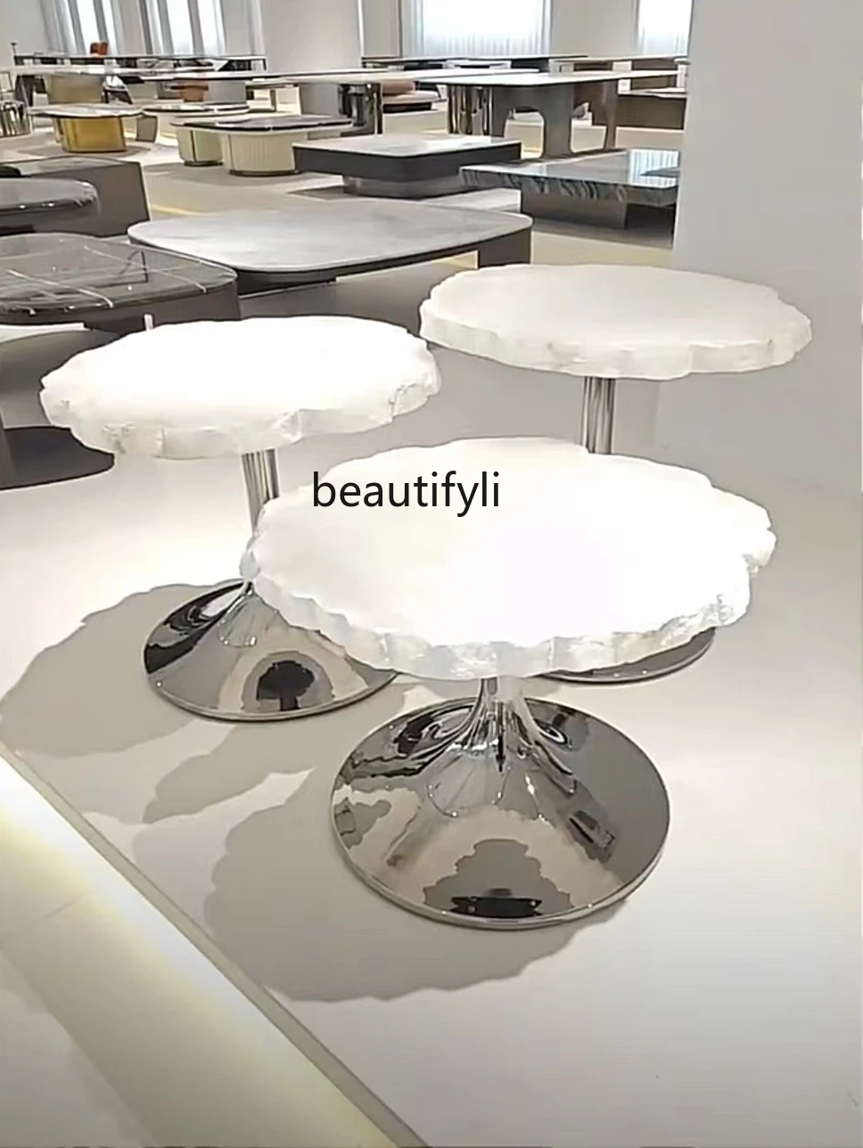 Irregular special-shaped side table designer living room, petal luxury stone light luxury high-end coffee table combination