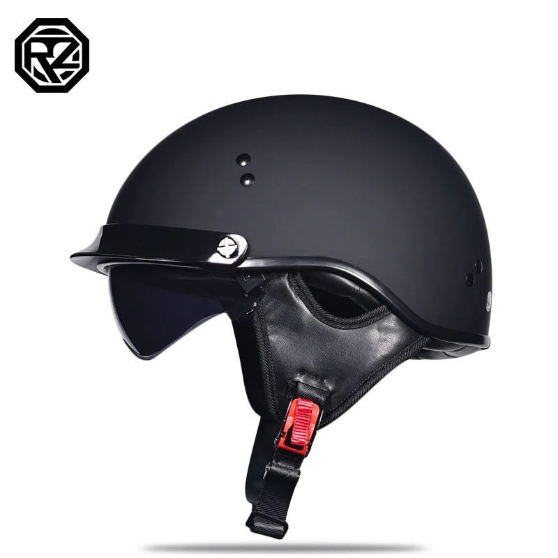 VOSS vintage moto rcycle casco classico retro scooter mezza casco con Builtin visiera lente moto casco DOT bike