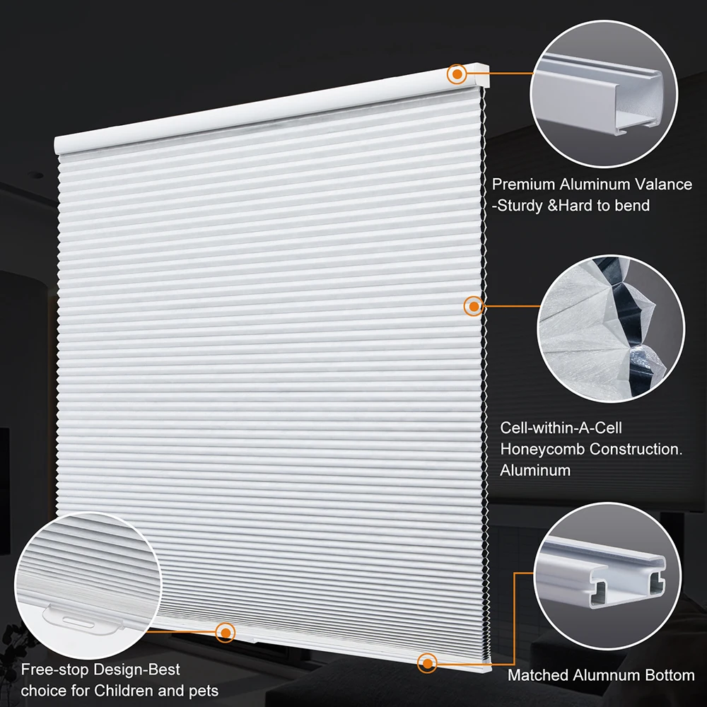 Blackout Cellular Blinds Honeycomb Shades Double Cells Cordless Windows Shades Saving Energy Thermal Insulation Custom