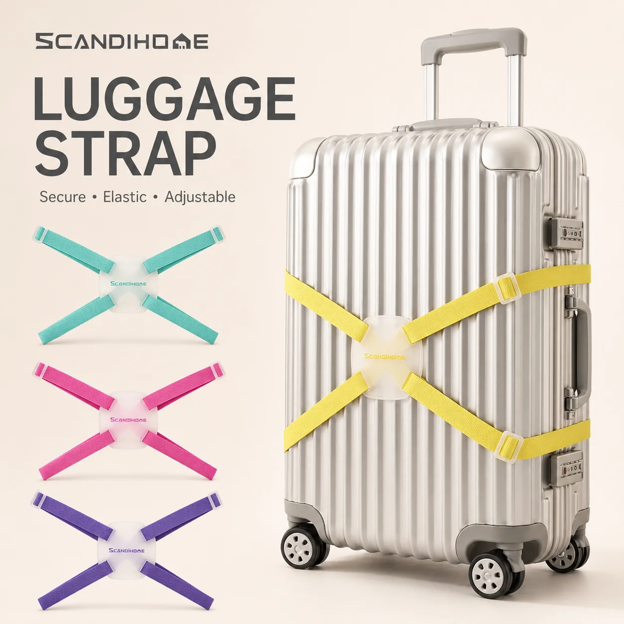Elastic Adjustable Luggage Strap Suitcase Belt Cross Baggage Bungee Strap Quick Release Buckle Travel Bag Holder Carry On