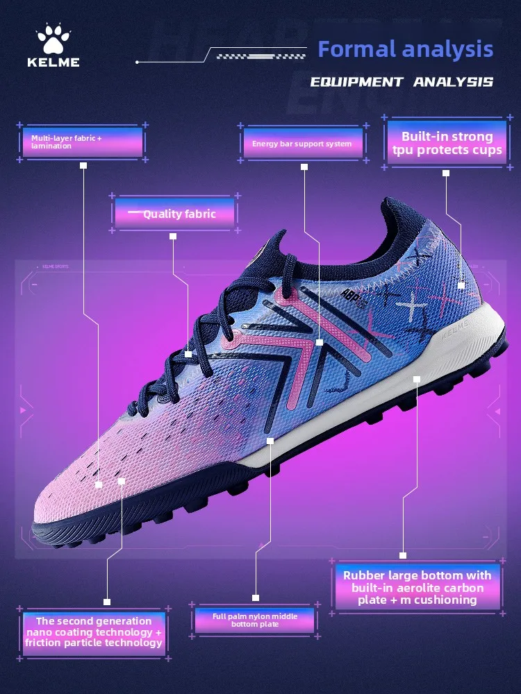 Kelme Football Shoes Adult Low Cut Tf Broken Nail Football Shoes Indoor Anti Slip Match Training Shoes