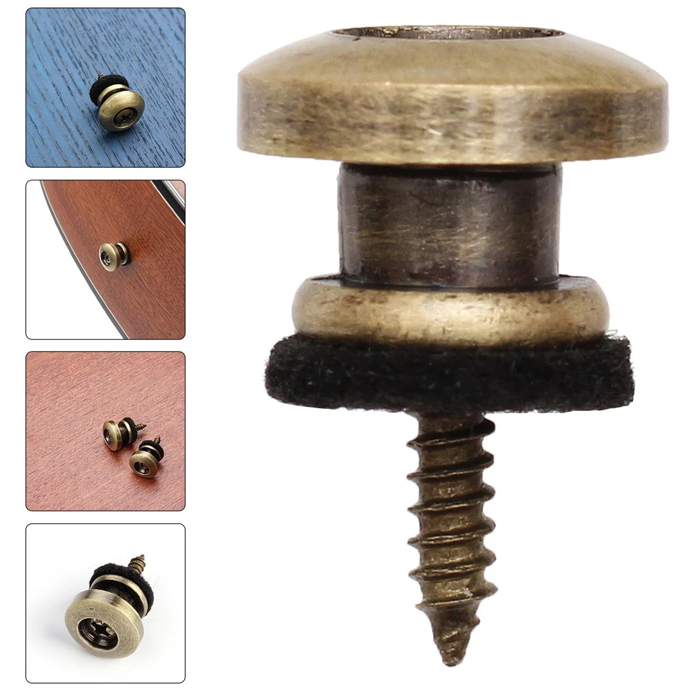 

6 Pcs Guitar Strap Button Electric Acoustic Buttons Lock Bronze Secure Locking Bass Locks