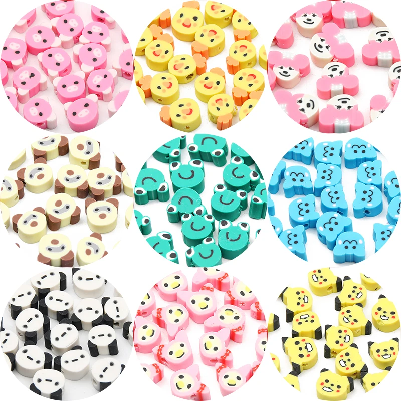 20/50/100pcs Cartoon Animal Polymer Clay Beads Handmade Loose Spacer Beads For Jewelry Making Diy Bracelet Necklace Accessories